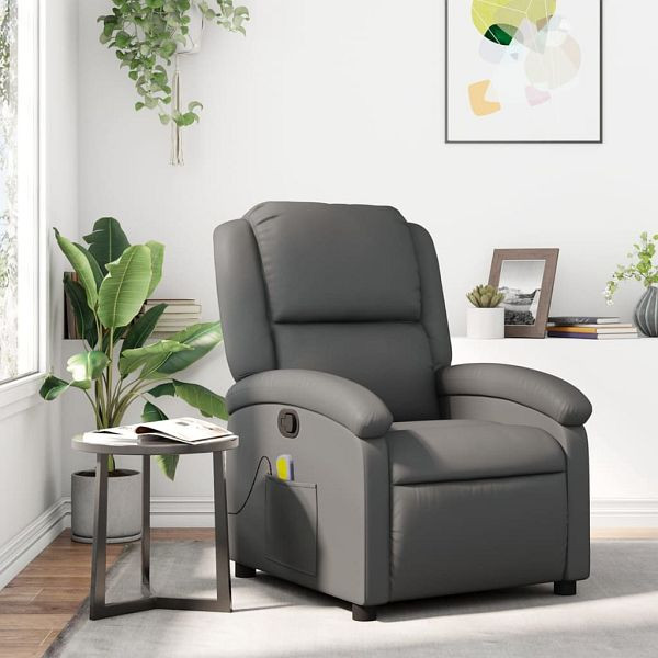 vidaXL Massagesessel Grau Kunstleder, Füllmaterial: Schaumstoff, PP-Faser, 371785