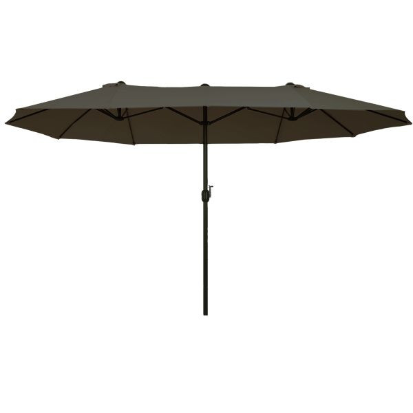 Outsunny Doppelsonnenschirm Gartenschirm Marktschirm mit Handkurbel 460 x 270 cm, 84D-030V01GY