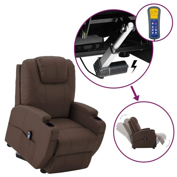 vidaXL Aufstehsessel Braun Kunstleder, 3098123, 8720286903070