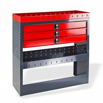 ADB KFZ Regal Premium, System-Komplettmaß LxBxH: 105x35x109 cm, Farbe: rot, RAL 3020, Farbe: grau, RAL 7016, 40746