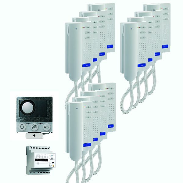 TCS audio:pack Einbau für 12 Wohneinheiten, mit Einbaulautsprecher ASI12000 + 12x Türtelefon ISH3030 + Steuergerät BVS20, PAIH120/004