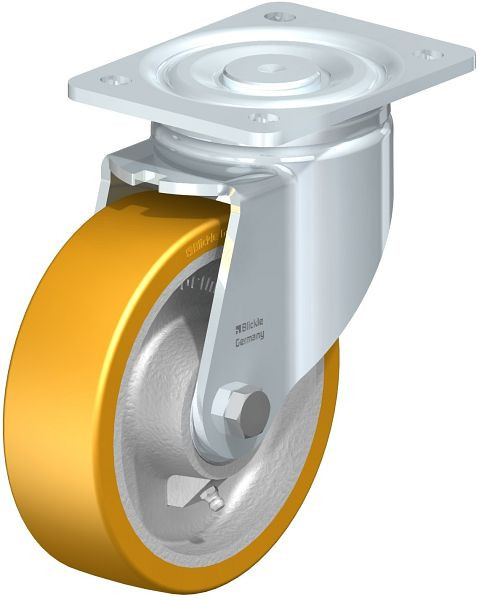 Blickle LH-GTH 160K Stahlblech-Lenkrolle, Schwerlast-Ausführung, mit Anschraubplatte, Blickle Extrathane®, Hellbraun, 267021