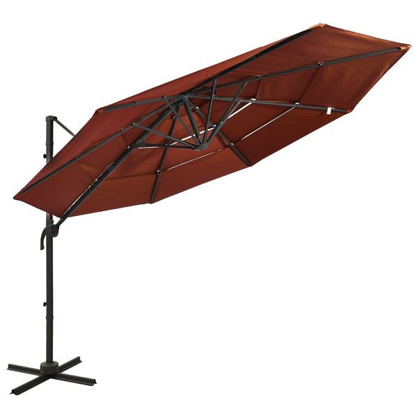 vidaXL Sonnenschirm mit Aluminium-Mast 4-lagig Terrakottarot 3x3 m, 313833