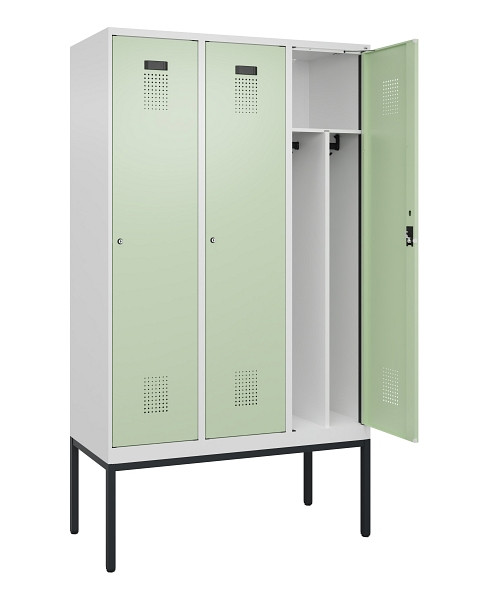 C+P Spind Evolo PLUS, Gestell, 3 Abteile, 2120x1200x500mm, 9016/6019, Verschluss Zylinderschloss, 0490307-32F S10046