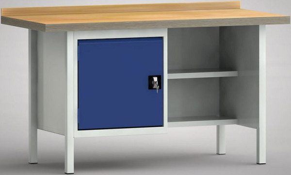 KLW Standard-Werkbank - 1500 x 700 x 840 mm L x T x H, links Tür 500 mm, WS138N-1500M40-X7026