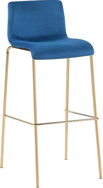 CLP Barhocker Hoover Samt 4-Fuß Gold, blau, 326467