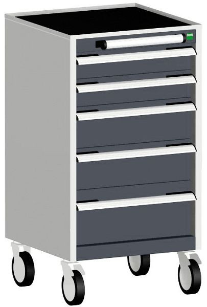bott cubio Schubladenschrank mobil bestückt mit 5 Schubladen BxTxH: 525 x 525 x 980 mm, RAL 7035/7016, 40402019.19V