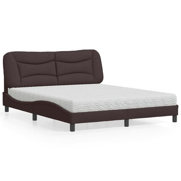 vidaXL Bett mit Matratze Dunkelbraun 160x200 cm Stoff, 3208544