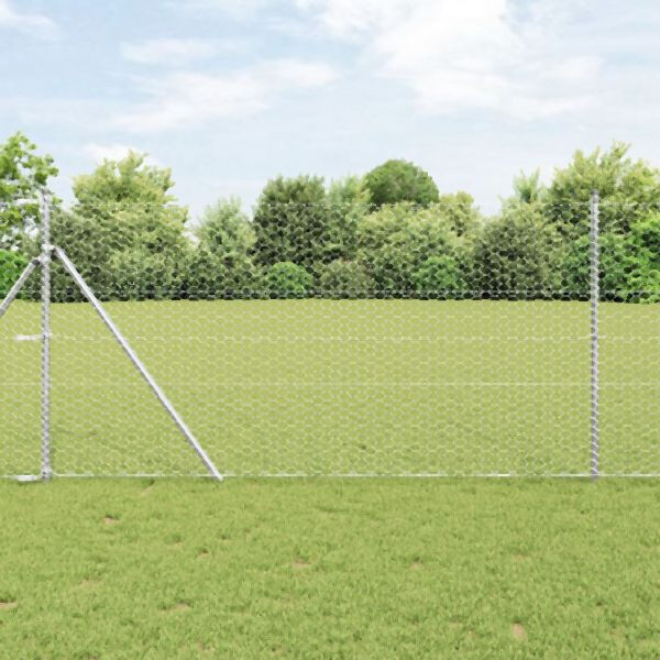 vidaXL Hexagonzaun 1x100 m Verzinkter Stahl, Abmessungen: 10000 x 0.05 x 100 cm (L x B x H), 42005755