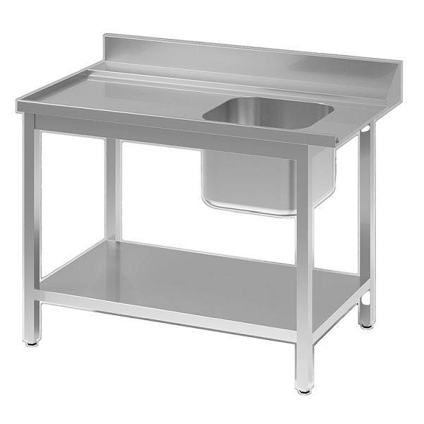 Gastro-Inox Spültische aus Edelstahl AISI 304 mit Becke/Anschluss rechts, 1000(L)x700(T)x900(H)mm, 305.076