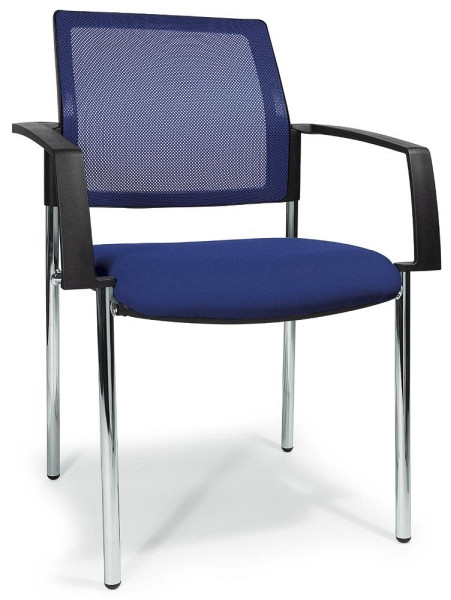 Deskin Besucherstuhl VALERA 4, Blau, 630 x 630 x 940 mm, Gestell: Verchromt, Rücken mit Netz, Sitz mit Polster, VE: 2 Stück, 278988