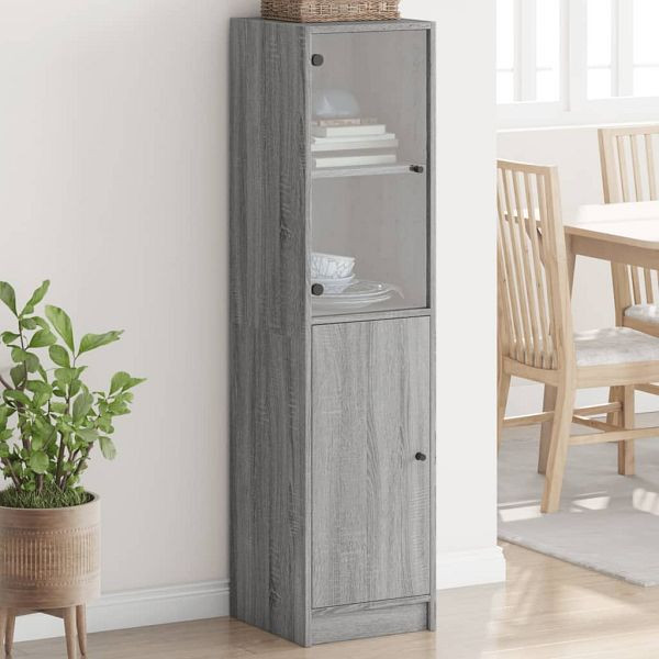 vidaXL Highboard mit Glastür Grau Sonoma 35x37x142 cm, 836446