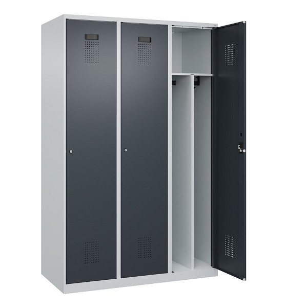 C+P Spind Evolo PLUS, 3 Abteile, 1850x1200x500mm, 7035/7016, Verschluss Zylinderschloss, 049000-32F S10039