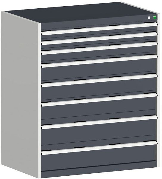 bott cubio Schubladenschrank bestückt mit 8 Schwerlastschubladen BxTxH: 1050 x 650 x 1200 mm, RAL 7035/7016, 40021040.19V