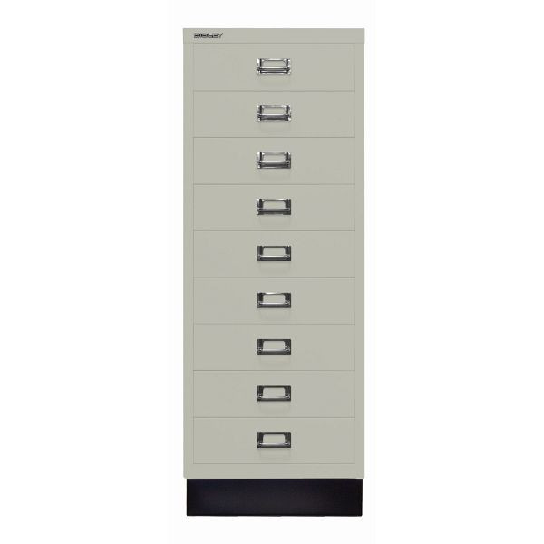 Bisley MultiDrawer™, Inkl. Sockel, DIN A3, 9 Schubladen, 673 gänsegrau, L39A39S673
