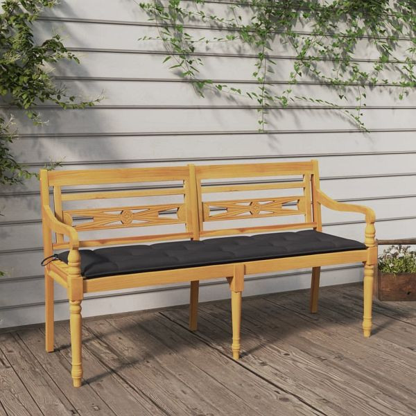 vidaXL Batavia-Bank mit Anthrazit Kissen 150 cm Massivholz Teak, 3100841
