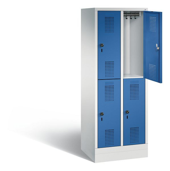 C+P Spind doppelstöckig Evolo, H1600xB610xT500mm, Farbe: Lichtgrau / Enzianblau, 483206-20 S10035