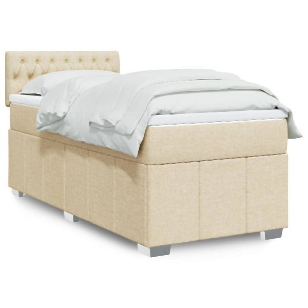 vidaXL Boxspringbett mit Matratze Creme 80x200 cm Stoff, 3286907