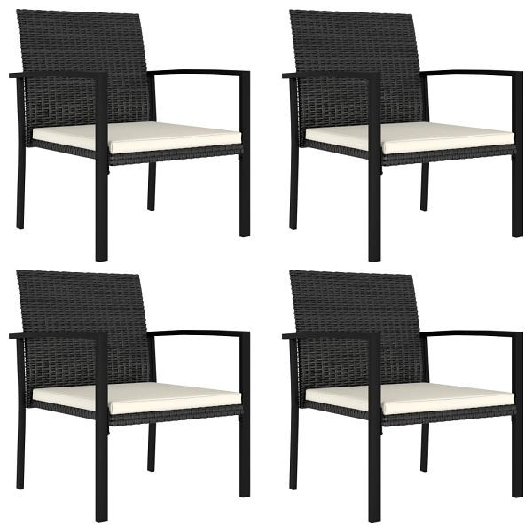 vidaXL Garten-Essstühle 4 Stück Poly Rattan Schwarz, 315111