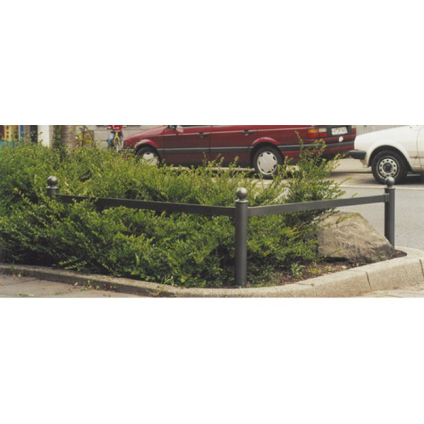 Stein HGS Rabattengeländer mit Kugelkopf, Querholm, Flachstahl 45x15mm, Gesamtlänge 1000mm, RAL 6005 grün, 40676b