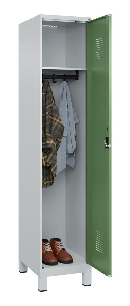 C+P Spind Evolo PLUS, mit Füßen, 1 Abteil, 1950x400x500mm, 7035/6011, Verschluss Zylinderschloss, Ablageböden 1, 049010-12 S10037