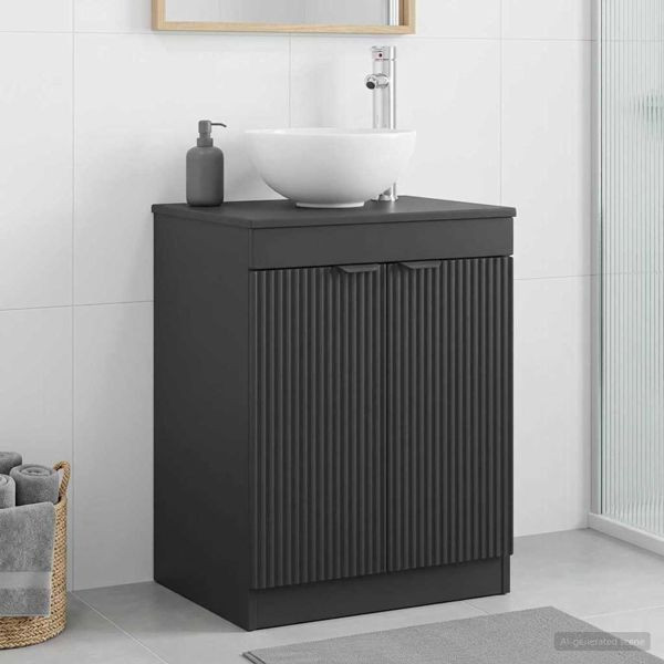 vidaXL Badezimmerschrank Schwarz 54 x 41 x 70 cm Holzwerkstoff, 890149