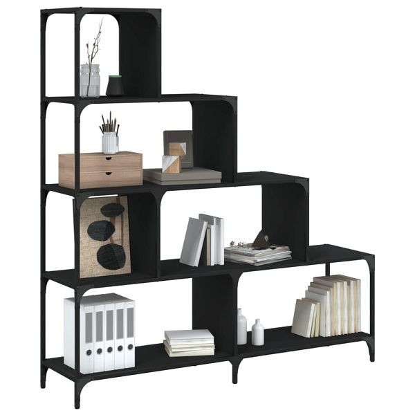 vidaXL Bücherregal 4 Etagen Schwarz 139x33,5x149 cm Holzwerkstoff, 842476