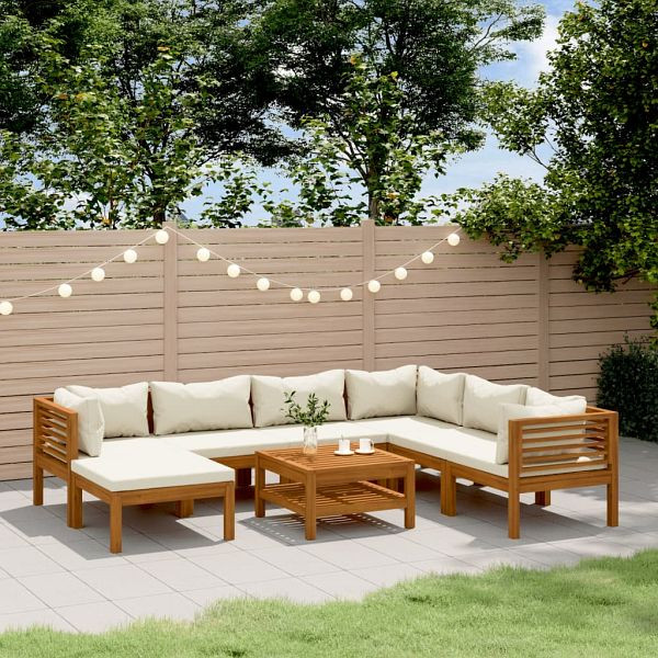 vidaXL 8-teilig Garten-Lounge-Set mit Creme Kissen Massivholz Akazie, 3086940