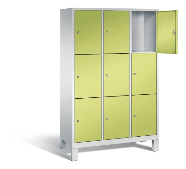 C+P Schließfachschrank Evolo, H1850xB1200xT500mm, Farbe: Lichtgrau / Viridingrün, 48010-323 S10157