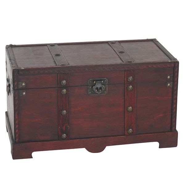 Mendler Holztruhe Holzbox Schatztruhe Valence Antikoptik 30x57x29cm, eckig, 34220