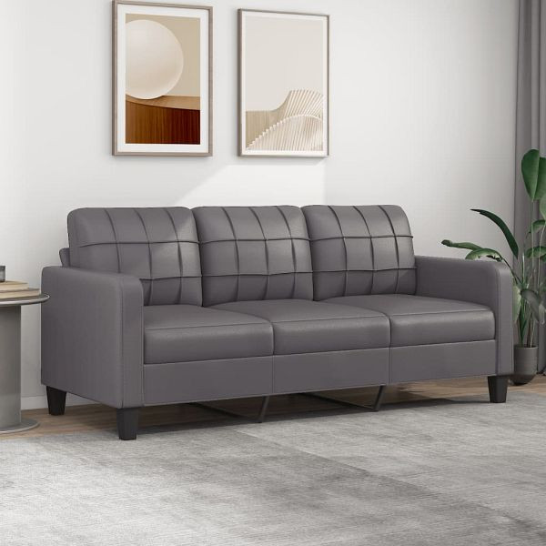 vidaXL 3-Sitzer-Sofa Grau 180 cm Kunstleder, 359124, 8721012138506