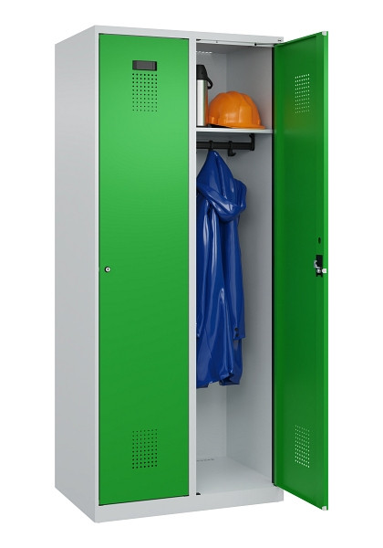 C+P Spind Evolo PLUS, 2 Abteile, 1850x800x500mm, 7035/6037, Verschluss Zylinderschloss, Ablageböden 2, 049000-22 S10038