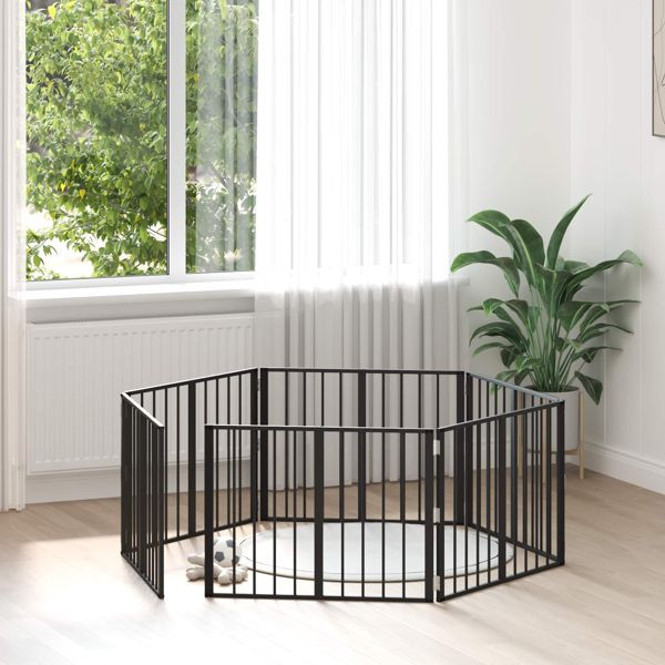 vidaXL Hundetor 6-teilig Schwarz 80 x 60 cm Verzinkter Stahl, 892011