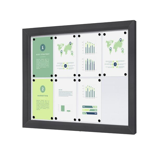 Showdown Displays Abschließbarer Schaukasten Outdoor Slim 8 x A4 Anthrazit, SCTE8xA4PHC7016JS