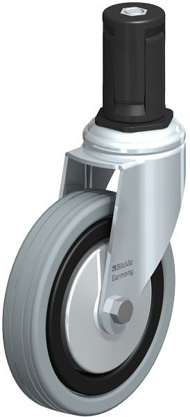 Blickle LKRA-VPA 125K-11-FA-ER15 Apparate-Lenkrolle mit Expander, Vollgummi, Grau, 848302