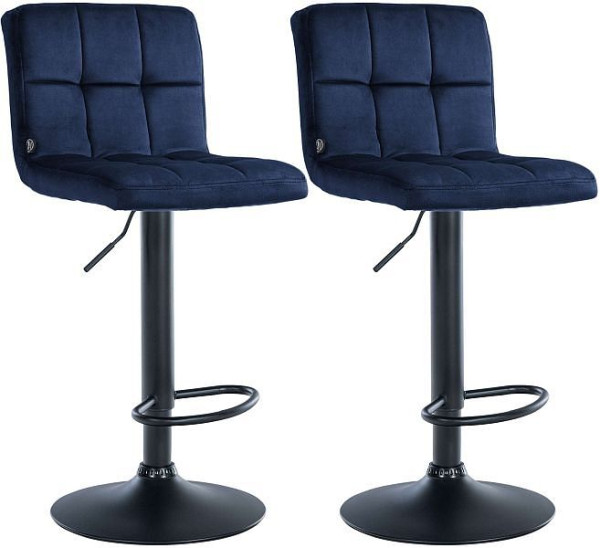 CLP Barhocker Peru Samt schwarz, blau, VE: 2 Stück, 324937