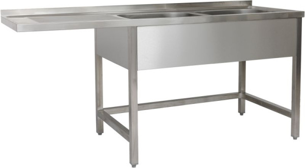 A&S Polarny Spülzentrum 1500 x 600 x 850 mm 2 Becken rechts, mit Grundboden, 600 mm Tiefe, SPZG1562BR