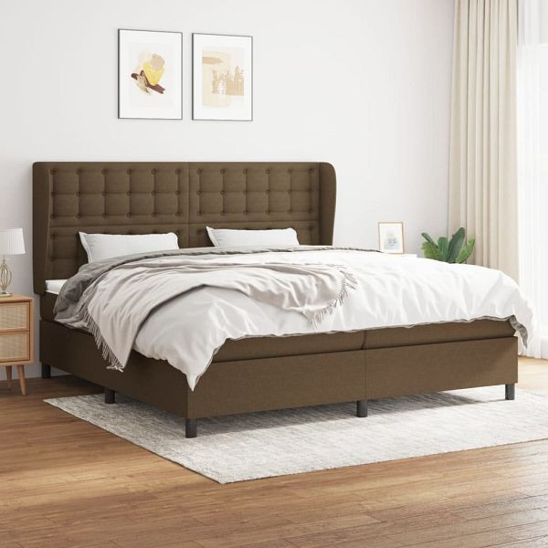 vidaXL Boxspringbett mit Matratze Dunkelbraun 200x200 cm Stoff, 3128312