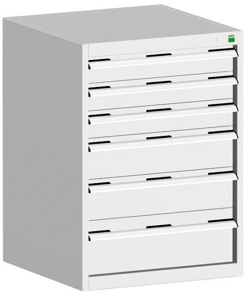 bott cubio Schubladenschrank bestückt mit 6 Schubladen BxTxH: 650 x 650 x 900 mm, RAL 7035, 40019049.16V