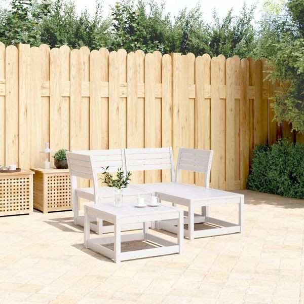 vidaXL 3-tlg. Garten-Sofagarnitur Weiß Massivholz Kiefer, 3216986