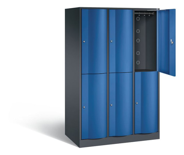 C+P Spind doppelstöckig XL Resisto, H1950xB1148xT640mm, Farbe: Schwarzgrau / Enzianblau, 8270-373 S10045