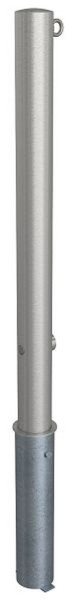 Schake Sperrpfosten aus Edelstahl Typ 4072F, Ø 76mm, herausnehmbar, geschliffen, mit Dreikantverschluß, incl. Bodenhülse, mit 1 Öse, 4072F+1
