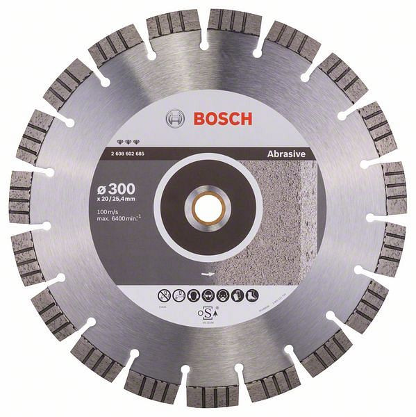 Bosch Diamanttrennscheibe Best for Abrasive, 300 x 20,00/25,40 x 2,8 x 15 mm, 2608602685
