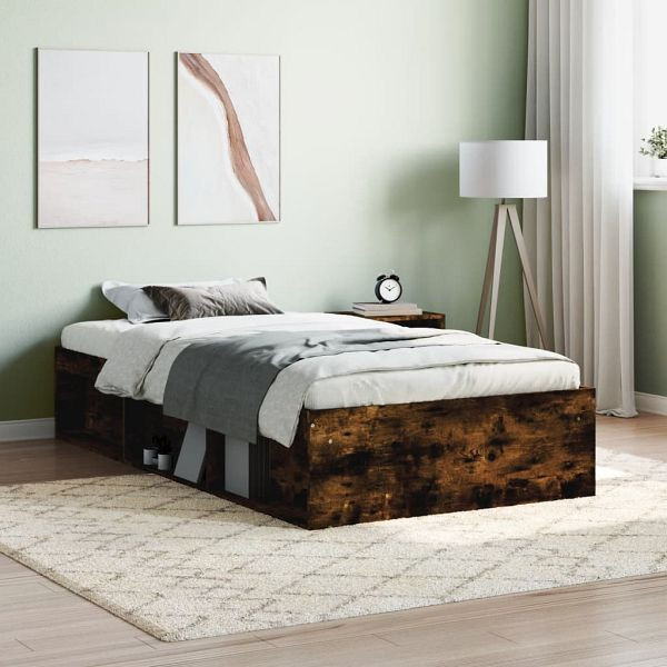 vidaXL Bettgestell Räuchereiche 90x190 cm, Top-Qualität, 3203842