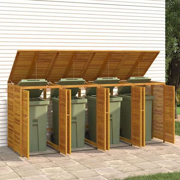 vidaXL Mülltonnenbox für 4 Tonnen 280x89x117 cm Massivholz Akazie, 3155241