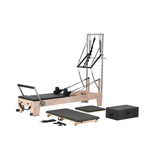 VEVOR Pilates Reformer aus Gummibaumholz, Krafttrainingsgerät mit doppeltem Widerstand, Box, Sprungbrett, bis 181,44 kg, TSPLTHXCXJMBNNU36V0
