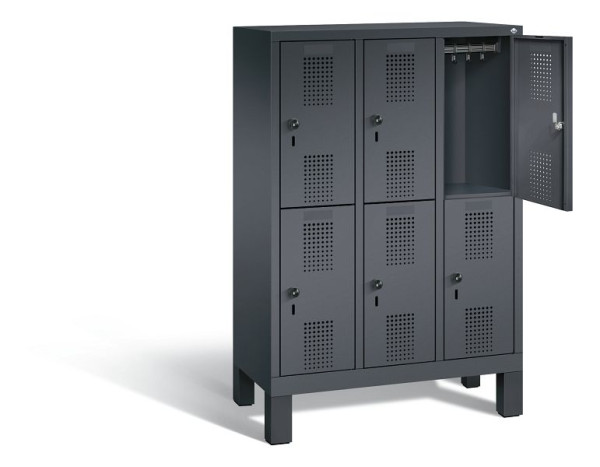 C+P Kindergarten-Spind doppelstöckig Evolo, H1350xB900xT300mm, Farbe: Schwarzgrau, 483103-30 S10053