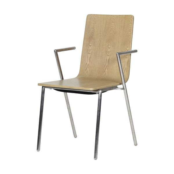 Feros Fortis Stapelbarer Konferenzsessel, Edelstahl matt/Holz, 151586