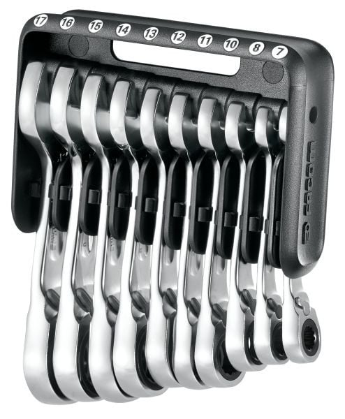 Facom Kurzes Knarren-Ringschlüssel-Set 10-teilig, 467BS.JP10PB