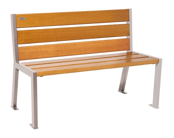 Procity Sitzbank Silaos 6 Holzlatten, 1200 mm, Ohne Armlehne, Holz & Stahl, helle Eiche/RAL 7044, 209601.7044.CHEC